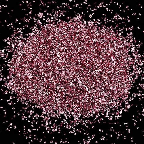 Crushed Glass Irregular Metallic Chips Sprinkles Chunky Glitter Light Pink 100g 2-4mm for Nail Arts Craft DIY Vase Filler Epoxy Resin Mold Scrapbooking Jewelry Making Decoration (Light Pink, 2-4mm)