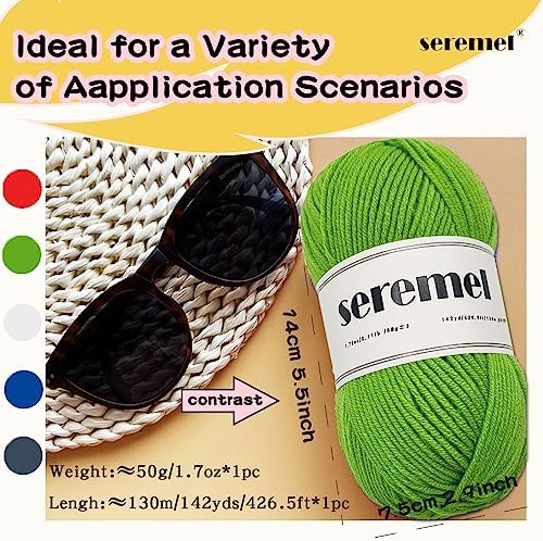 Seremel 4-Ply Acrylic Soft Yarn, 2 Skeins Crochet Yarn (Royal Blue)