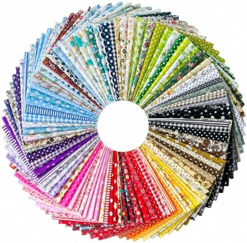100 Pcs Cotton Fabric Squares for Quilting - 25x25cm (9.8"x9.8") Precut Fabric Bundles, 100 Non-Repeating Patterns, Lightweight Soft Floral Patchwork for Sewing DIY Crafts Beginners