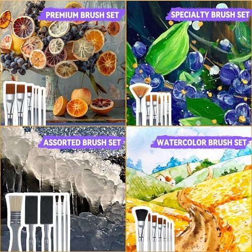 Halobios 26PCS Painting Brushes Set, 5 Sets of Professional Painting Brushes for Acrylic Painting, Artist Paintbrushes for Body Face Rock Canvas, Children Adult Drawing Arts Crafts Supplies