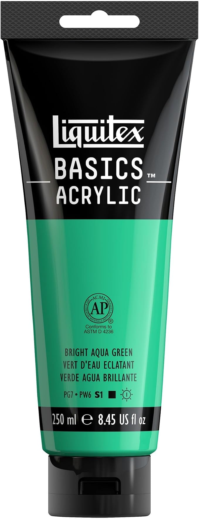Liquitex BASICS Acrylic Paint, 8.5-oz Tube, Bright Aqua Green | Medium Viscosity, Satin Finish, Lightfast, Fine Art Pigments, Range of Opacities, Easy Blending