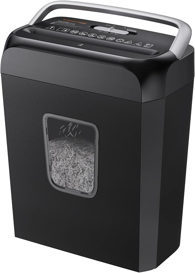 Bonsaii 6-Sheet Cross Cut Paper Shredder for Home, 3.4 Gal Bin | P-4 Security Level, Shreds Credit Cards, Staples & Paper Clips, with Portable Handle, Small Shredder for Home Office，C237-B