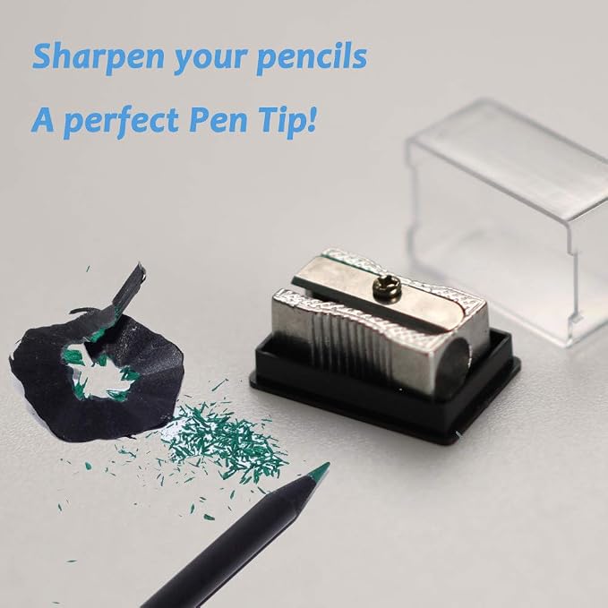 Metal Pencil Sharpeners Single Hole -Cover and Replace Blade 6 Pack