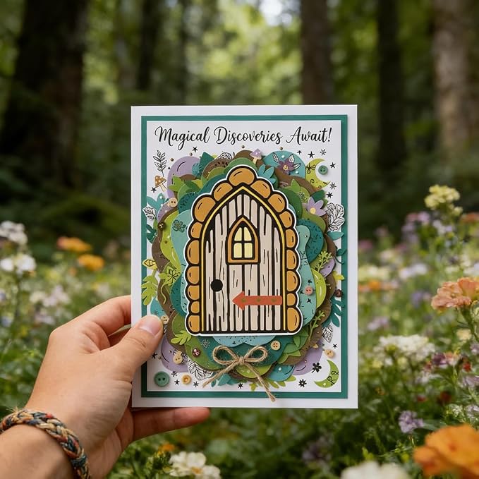 UNICRAFTALE 23Pcs Fairy Door for Tree Cutting Dies for Card Making Elf Door Embossing Die Cuts Carbon Steel Template Metal Greetings Die Cuts for DIY Scrapbooking Album Craft Home Decor