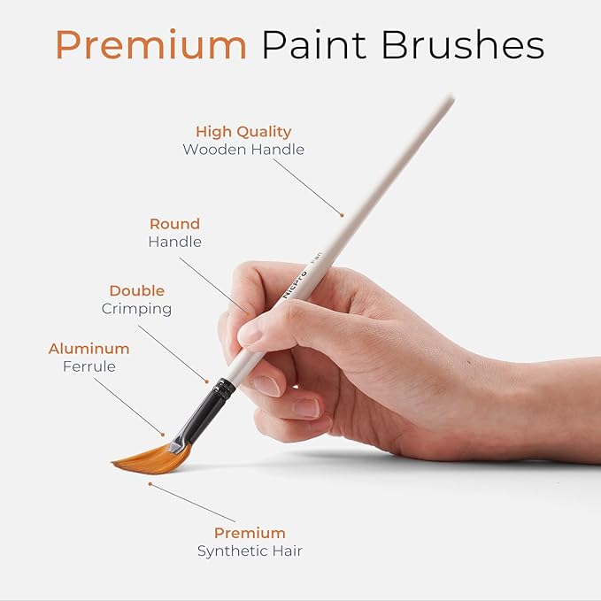 Nicpro 40 PCS Paint Brush Set, Professional Acrylic Paint Brushes | Suitable for Acrylic Painting, Oil, Watercolor, Gouache, Includes Palette Knife & Canvas Roll, Painting Supplies for Artist