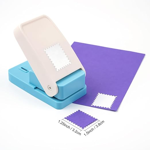 2 Pcs Stamp Punch, 1.5X1.2 Inch Rectangle & 1.5 Inch Square Stamp Hole Puncher Big, Stamps Paper Punch Large, Postage Stamps Cutter Hole Puncher, Paper Punches for Crafting Scrapbooking, Card Making