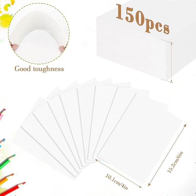150PCS 4x6 Watercolor Paper Bulk, 140lb/300g Cold Press Thick Water Color Paper Pad for Child Adult, White Art Paper for Drawing Painting Markers Gouache, Textured Cotton Paper Sheets