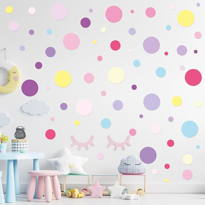 Zonon 264 Pcs Polka Dot Wall Decals for Kids, Circle Peel and Stick