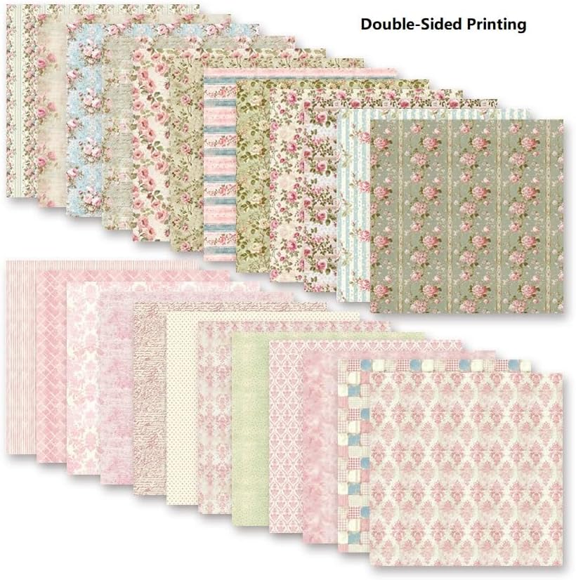 Scrapbook Paper Pad 12×12,Floral Double-Sided Pattern Designer Planner Junk Journal Decorative Craft Paper,Card Making Journaling Origami Decopage Scrapbooking Supplies, 24 Sheets