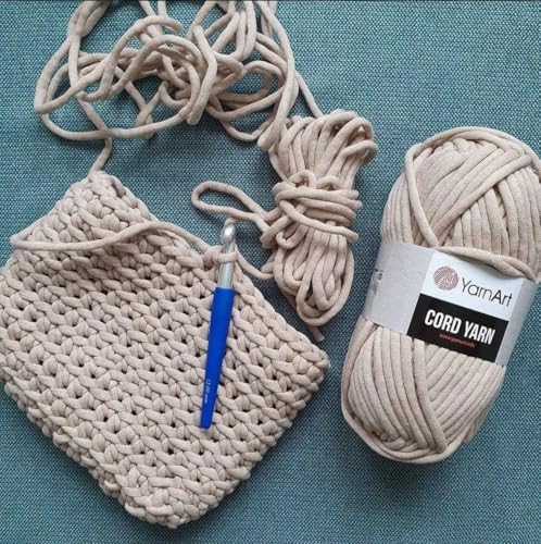 YarnArt Crochet Knitting Cord Yarn - Home Decoration for Baskets, Mats, Rugs, Underpads, Cushions, Blankets, Bags, Cat - Dog Beds - Super Bulky(6) - 8.80 Oz - 80 Yard - 1 Skein (764- Yellow)
