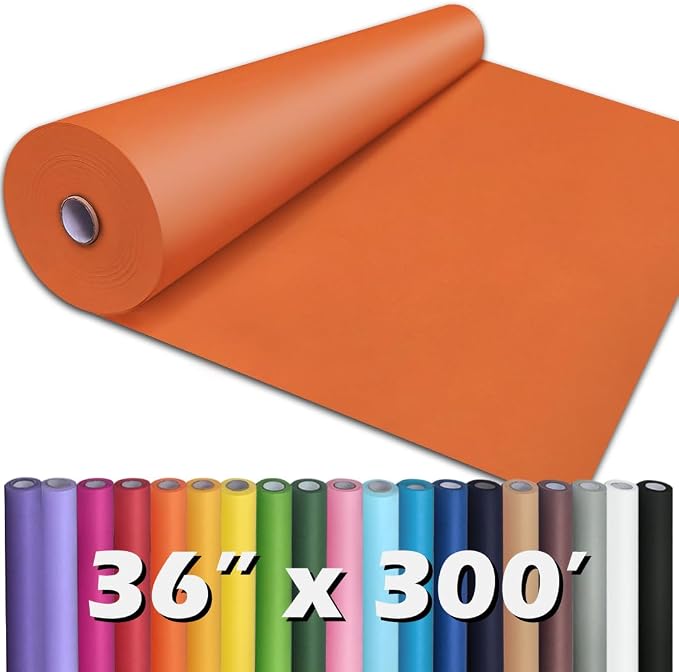 PerkHomy OrangeRed Kraft Paper Roll 36" x 3,600" (300') for Gift Wrapping Bouquet Flower Art Painting Craft Writing Packaging Shipping 80GSM 55LB (OrangeRed, 36" x 300')