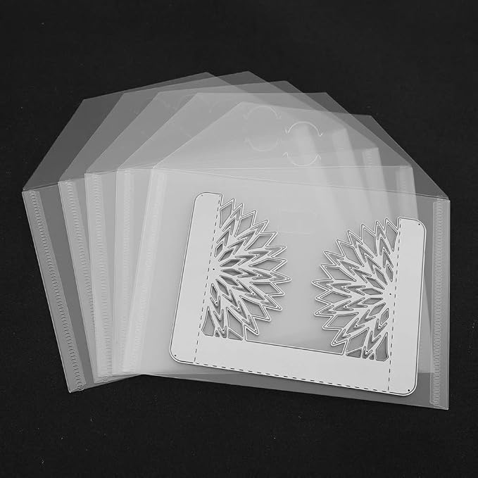 Large Stamp & Die Storage Pockets Resealable Clear Plastic Seal Bags Storage Case for Cutting Dies Stencil Album Stamp Crafts for DIY Scrapbooking Paper Card Craft Cutting Dies for Card Making