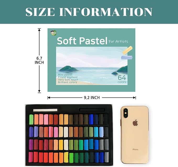 HA SHI Soft Chalk Pastels, 64 colors with additional 2pcs, Non Toxic Art Supplies, Drawing Media for Artist Stick Pastel for Professional, Beauty Nail Art, Pan Chalk Pastels