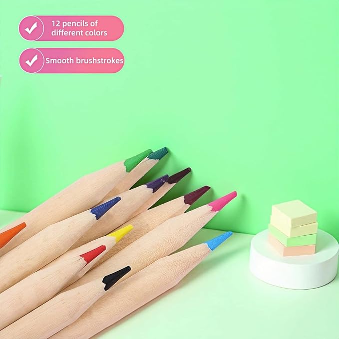 3-Pack Mini Portable Colored Pencils Set – 12 Colors Each (36 Total) with Built-In Sharpener, 3.35” Miniature Art Pencils in Portable Tubes- Ideal for School, Classrooms & On-The-Go Creativity
