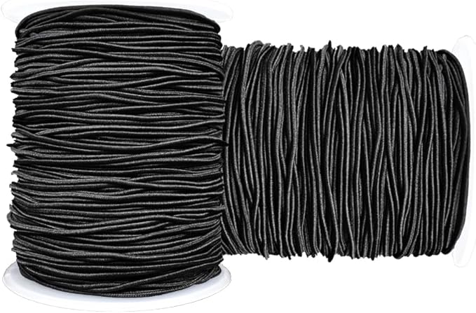 LUSTEMBER Stretchy String for Bracelets, 2 Rolls 1 mm Sturdy Elastic String Elastic Cord for Jewelry Making, Necklaces, Beading (Black)