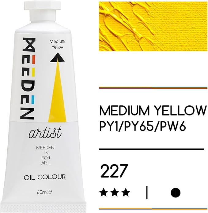 MEEDEN Artist Grade Oil Paint: Medium Yellow - 60ml/2oz Tube | Professional Art Paints and Supplies for Canvas Painting