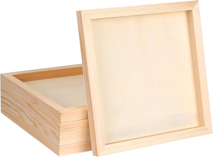 FSWCCK 5 Pack 10 x 10 inch Wood Panel Boards, Unfinished Wood Canvas Panels for Crafts, Painting Canvas, DIY Art Projects, Pouring, Arts Use with Oils, Acrylics