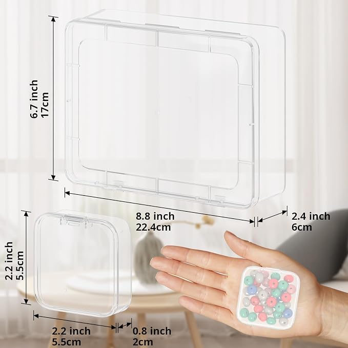 Mathtoxyz Bead Organizer Box, 30Pcs Small Beads Organizers and Storage Plastic Cases Mini Clear Dimond Storage Containers Boxes with Hinged Lid and Rectangle for Bracelet Making DIY Jewelry Craft Nail