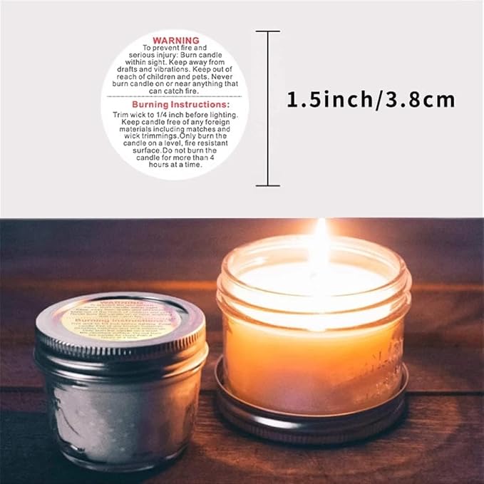 1000 Pcs Candle Warning Labels - Safety Stickers for Candle Making DIY Jars & Tins (White, 1.5 inch Round, For Jars/Tins)