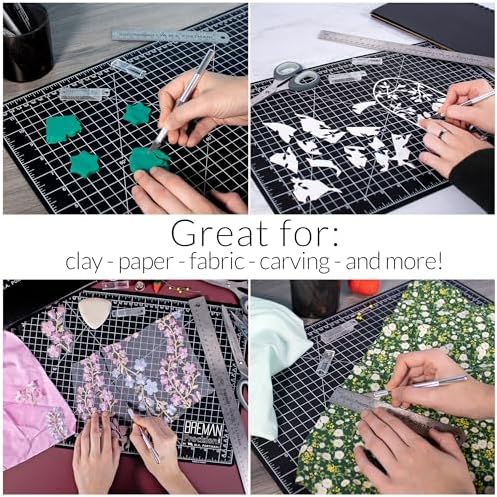 WA Portman Self-Healing Cutting Mat with Hobby Knife, 12'' Metal Ruler Set