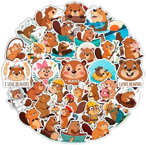 100Pcs Beaver Stickers for Water Bottle, Laptop - Funny Beaver Gifts, Party Supplies - Waterproof Stickers and Decals - Gift for Women & Men