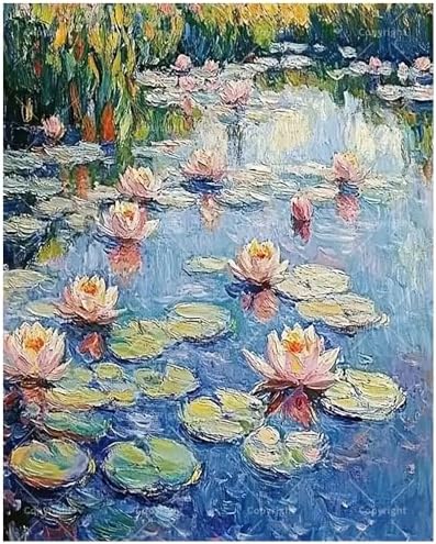 TAOPAOLAB Water Lily Garden Paint by Numbers Kit for Adults - DIY Monet-Inspired Water Lilies Painting on Canvas 16x20In, Framed Acrylic Paint Set for Beginners, Art for Home Decoration/Gifts