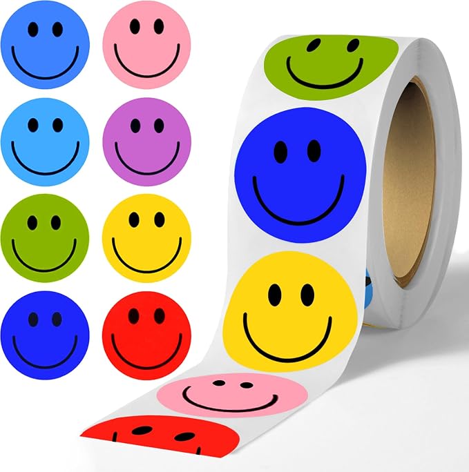 500Pcs Smiley Face Sticker Reward Stickers Rolls