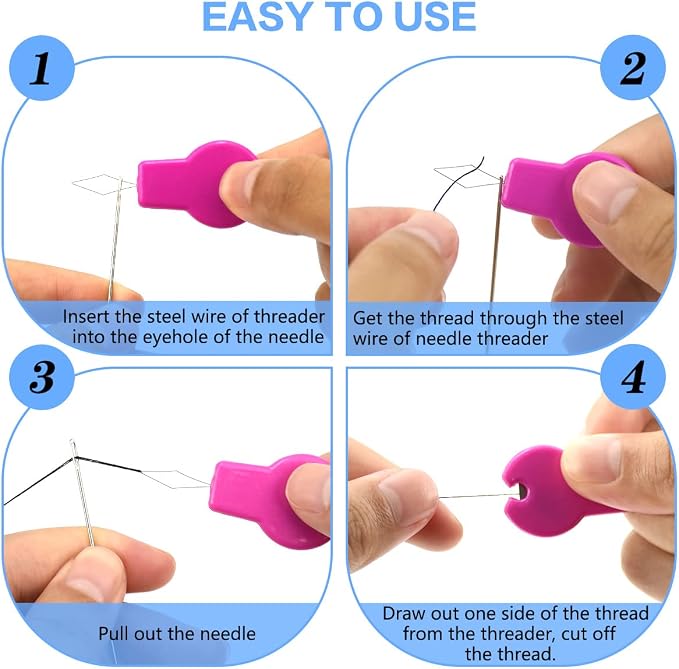 Lechchy 16 Pcs Sewing Machine Needle Threaders for Embroidery Floss, Cut-Off Thread Function, Gourd Shaped Simple Threader Tool for Hand Sewing, Sewing Crafting, with Clear Storage Box, 4 Colors