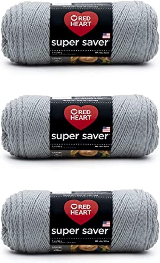 Red Heart Super Saver Yarn for Crocheting & Knitting, Dusty Gray, 3-Pack