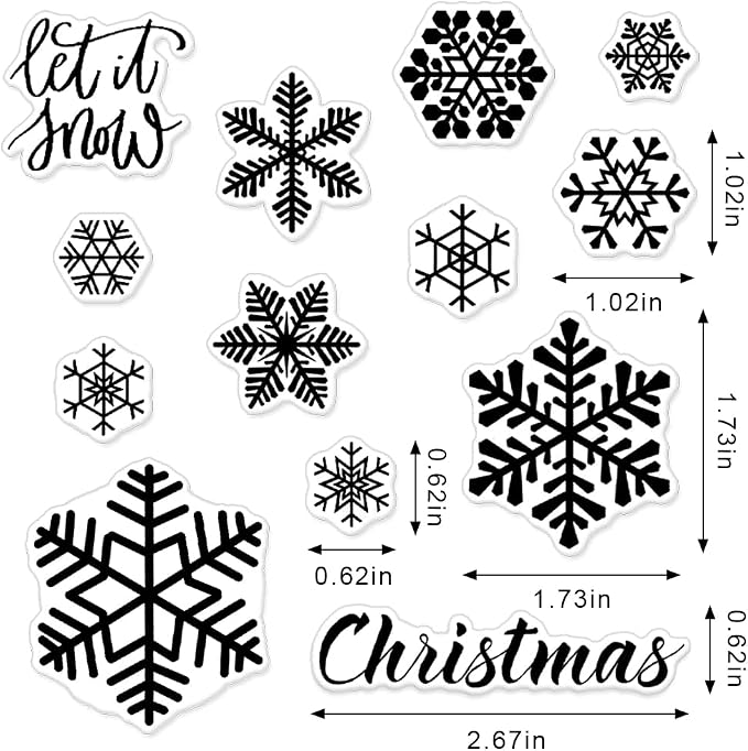 Christmas Snowflake Clear Stamps for Card Making Decoration and Scrapbooking Supplies, Xmas Theme Blessing Words with Sentiment Transparent Rubber Stamps for Paper Card Photo Album Crafting Supplies