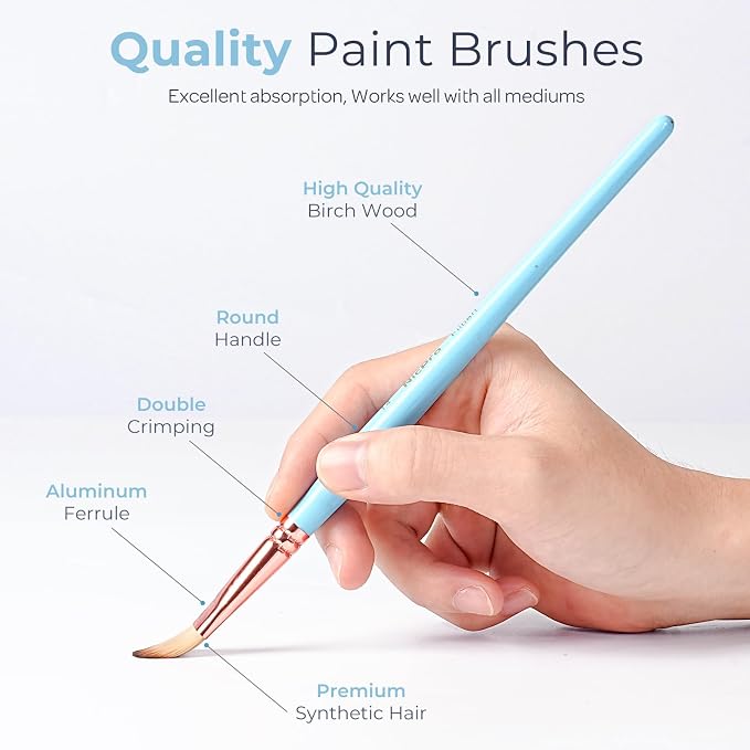 Nicpro 30pcs Paint Brush Set, Aesthetic Pastel Paintbrushes with Paint Spatula and Cloth Roll, Craft Paint Brushes for Acrylic Painting Oil Watercolor Gouache, Art Supplies for Women Artists Beginners