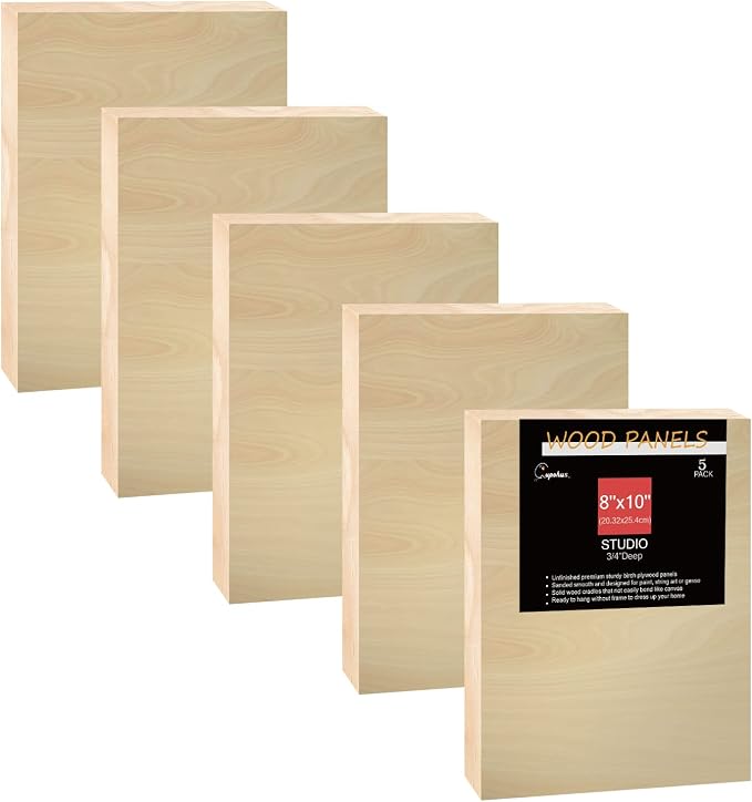 Cupohus 8'' x 10'' 5 Packs Unfinished Wood Canvas Panels for Painting