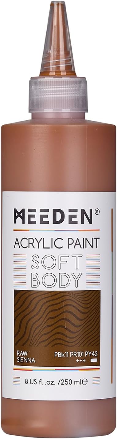 MEEDEN Raw Sienna Acrylic Paint: Matte Finish 250ml/8.45oz Soft Body