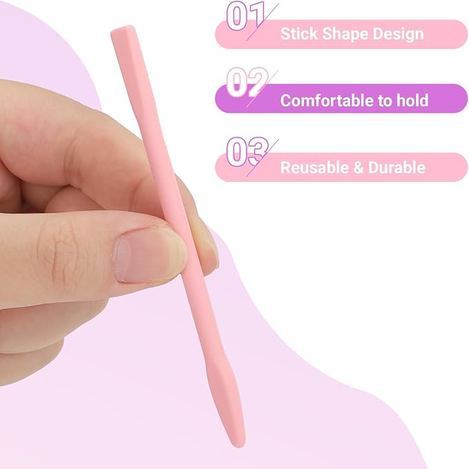 Gartful Epoxy Resin Stir Sticks, Silicone Mixing Sticks for Resin Art, Reusable Stirrers for Paint, Glitter Tumblers, Paint Mixing, Face Mask, DIY Jewelry Making Craft Supplies, Pink