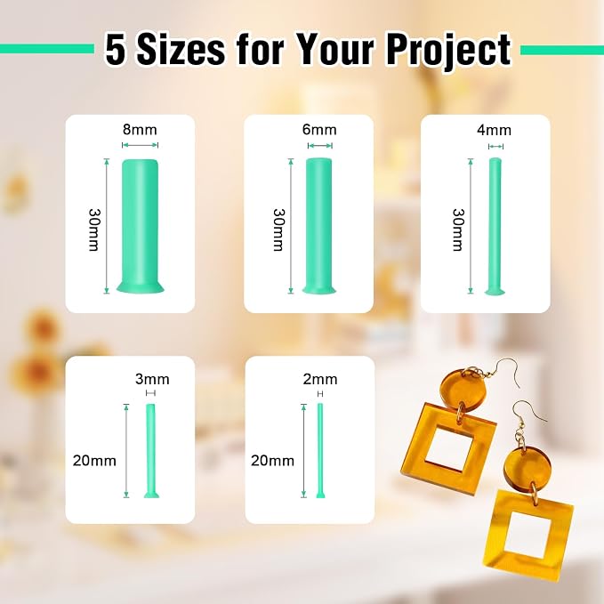 HealVee Hole Maker for Resin, 5 Sizes(2/3/4/6/8mm) 25PCS Make Holes Without Drilling for Epoxy & UV Resin, Holes Tools for Jewelry Making, Pet Tag, Keychain, DIY Craft Pendant Decor
