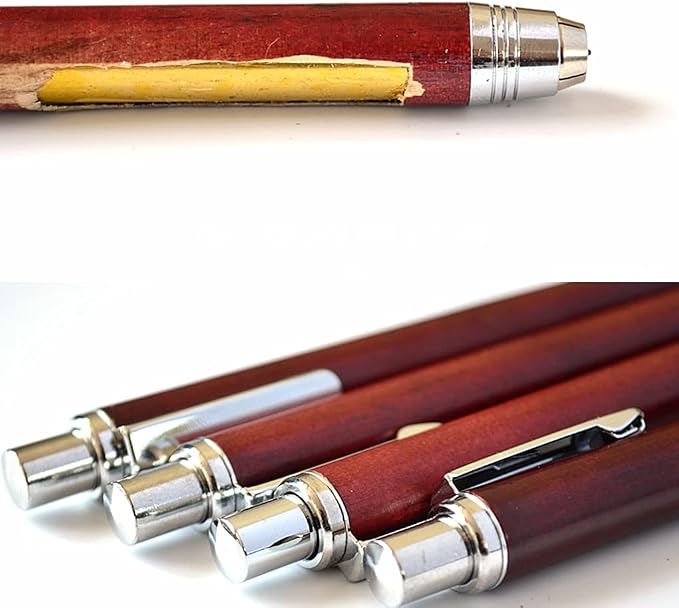 5.6mm Lead Holder Sketching Mechanical Pencil Retractable Drawing Charcoal Pencil Automatic Wooden Sketch Pencil with Gift Box for Artists Beginners Engineers Graphing Crafting School Art Supplies