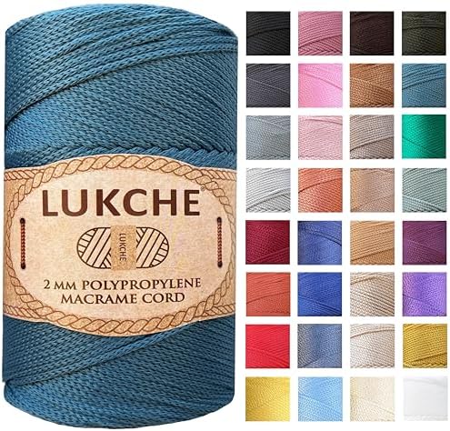 Polyester Macrame Cord 2mm x 251 Yards, 100% Polypropylene Premium Macrame Rope, Colorful Yarn Crochet Macrame Bag Craft for Wall Hangers, Bags, Bottom Plates, Carpets (Peacock) 1, 2MM-MCRM