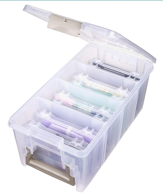 ArtBin Semi Satchel Photo Storage Photo & Craft Organizer Set, Large Box with [8] Plastic Storage Cases Inside, Clear