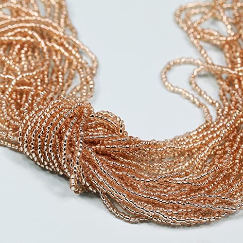 11/0 Glass Silver Lined Seed Beads Hanks (3 Meters, 6000pcs), Champagne Sliver Lined Seed Beads Strand (9 Meters)