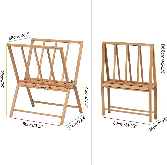 MEEDEN Folding Large Print Rack: Beech Wooden Art Storage Rack for Canvas