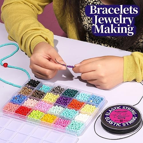 FANDAMEI 1mm Elastic String for Beading, Elastic Cord Stretchy for Bracelets Making, Stretch Bead Cord for Jewelry Making, Sturdy Thread for Bracelet Necklace Crafts Christmas DIY Elastic String Cord