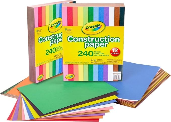 Crayola Construction Paper Bulk Pack (480 Sheets) – 10 Assorted Colors, 9x12, Teacher School Supplies & Classroom Must Haves, Card Making Craft Supplies, Art Paper | 9x12 Construction Paper, Teacher School Supplies & Classroom Must Haves, Card Making C...