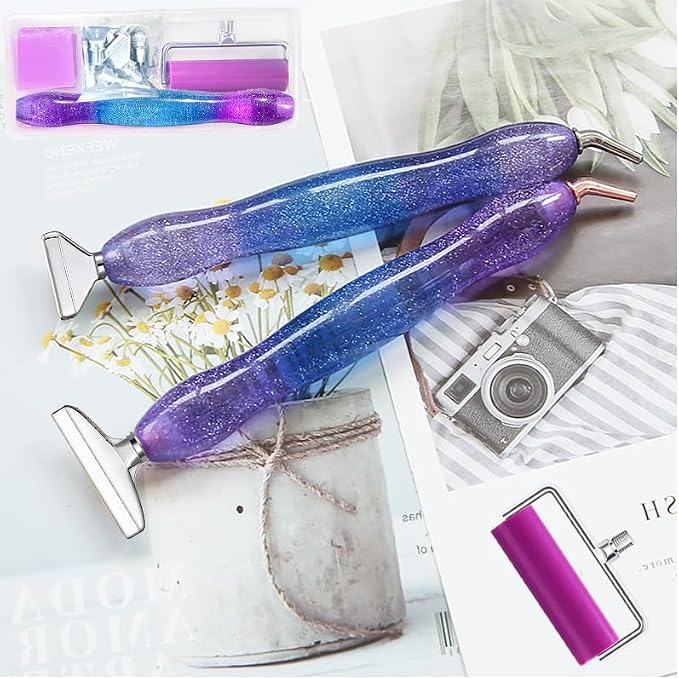 Diamond Painting Pen,Diamond Art Pen,Resin 5D Diamond Painting Pen Kit Tool Accessories (Purple Silver)