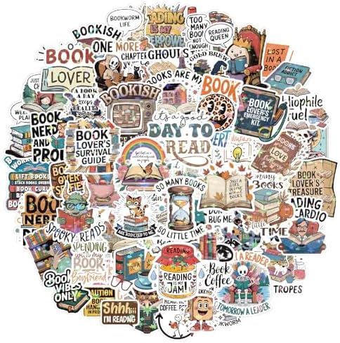 300+ PCS Book Stickers Pack for Kindle Water Bottle Laptop - Waterproof Vinyl Scrapbook Journaling Supplies Cute Bookish Stickers Gift Book Lovers Booktok Accessories (Book Stickers)