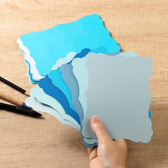 50 Pack Blank Kraft Greeting Cards, Blue, 5 Colors, 4x6IN