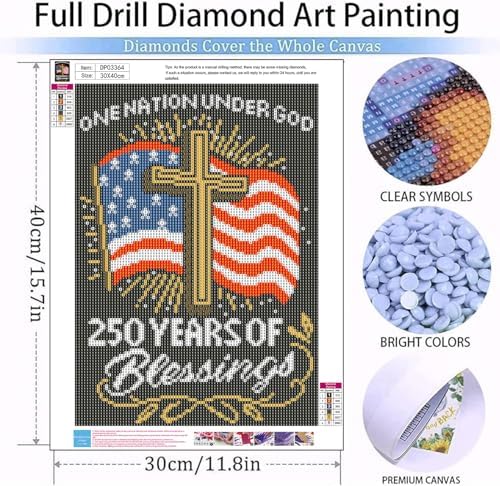 One Nation Under God Diamond Art Kits for Adult Diamond Painting Kit