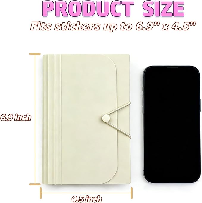 Sticker Storage Organizer with 7 Expandable Pockets, A6 Multi-Layer Desktop Sticker Binder for Scrapbook Essentials and Journal Organizer, Large Capacity for Thick Sticker Album, Washi Tape(Cream)