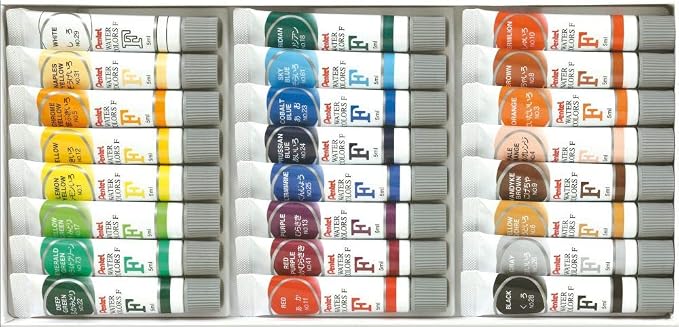 Pentel Arts Water Colors, Assorted Colors, Pack of 24 (WFRS-24)