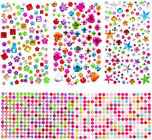 880pcs Gem Stickers Rhinestones for Crafts - Self Adhesive Jewels Stickers, Acrylic Gems DIY Craft Decorative Diamond Small Stickers for Kids