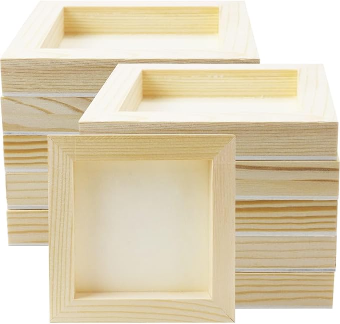 FSWCCK 10 Pack 5 x 5 inch Wood Panel Boards, Unfinished Wood Canvas Panels for Crafts, Painting Canvas, DIY Art Projects, Pouring, Arts Use with Oils, Acrylics